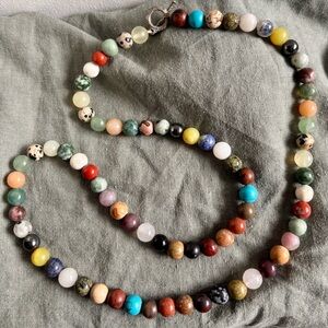 Multicolor Natural Stone Bead Necklace - Women Jewelry